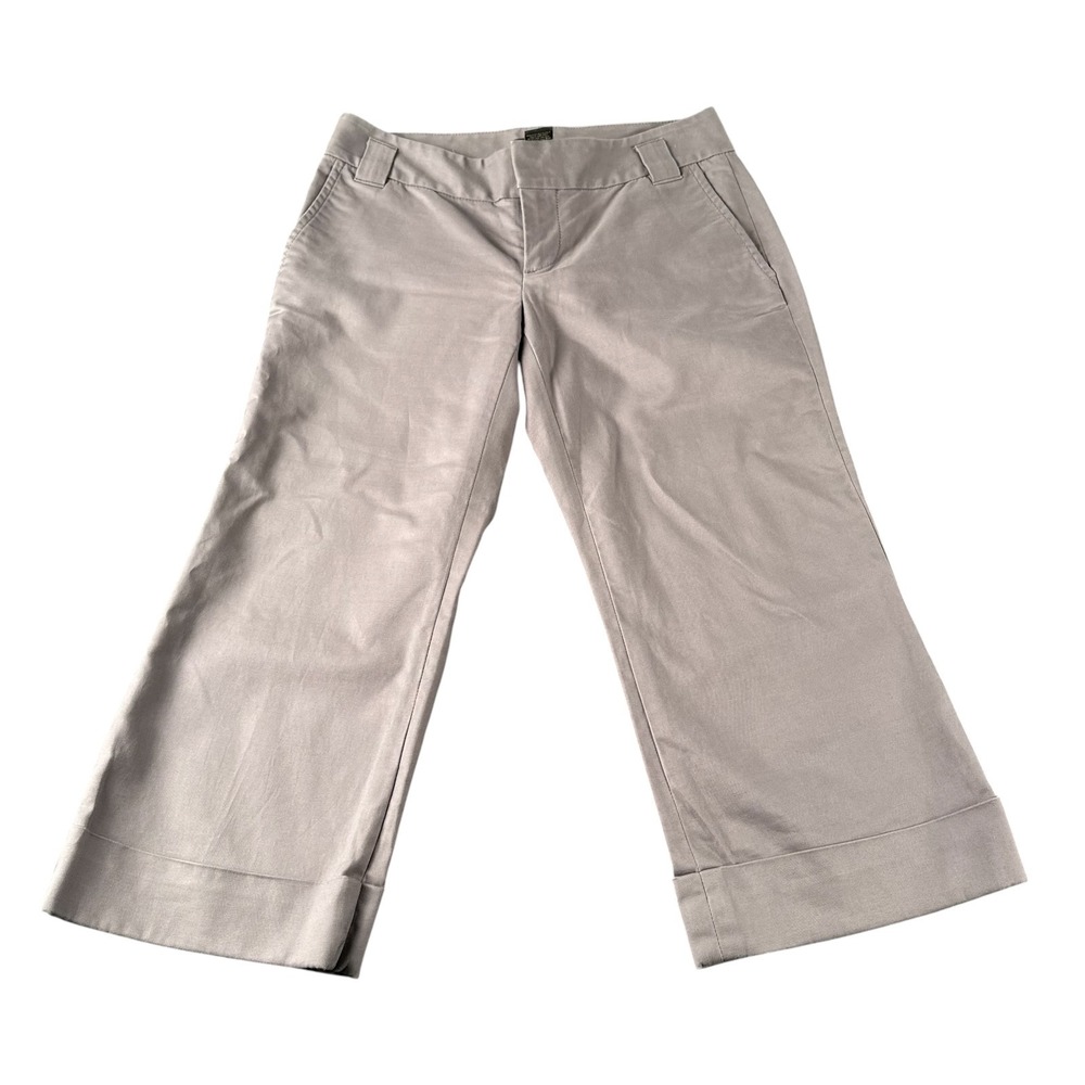 Banana Republic Wide Leg Crop Pants Taupe Gray Womens Size 0 Cuffed Stretch 108‎